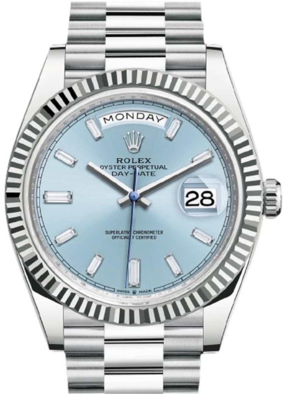 Rolex Day-Date 40 Platinum Ice Blue Diamond Dial President Rolex Day-Date 40 Platinum Ice Blue Diamond Dial President
