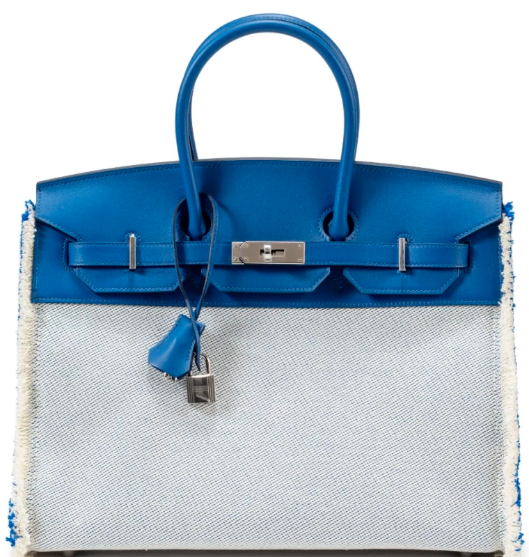 Сумка Hermes BIRKIN 35 FRAY FRAY BLEU FRANCE PHW Сумка Hermes BIRKIN 35 FRAY FRAY BLEU FRANCE PHW